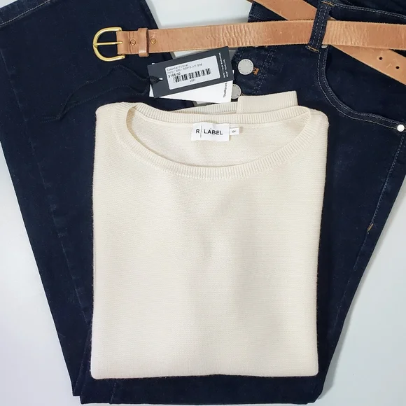 The Reset R Label Essential Pullover Sweater 100% Wool - Ivory Size S/M - Picture 2 of 16